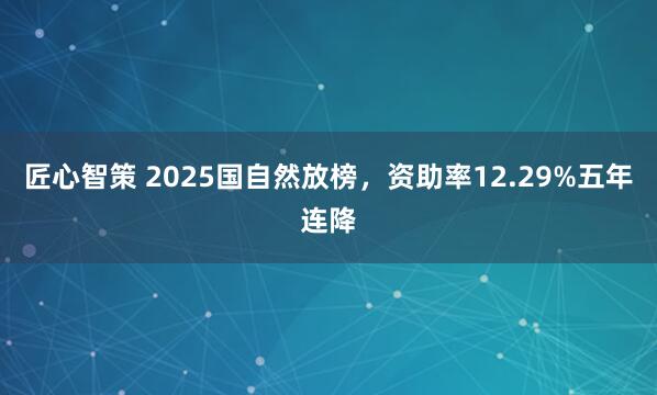 匠心智策 2025国自然放榜，资助率12.29%五年连降