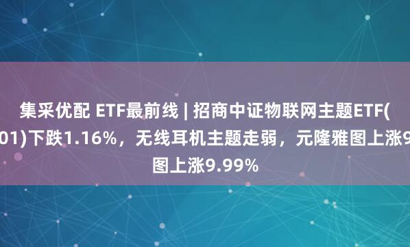 集采优配 ETF最前线 | 招商中证物联网主题ETF(159701)下跌1.16%，无线耳机主题走弱，元隆雅图上涨9.99%